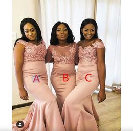 Robe demoiselle d039honneur 3 Styles Mermaid Pink Bridemaid Dresses African Pears Lace Prom Dress Wedding Party Gowns