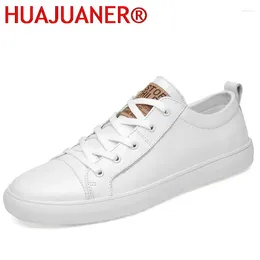 Casual Shoes High Quality Classic White Men Lace-up Solid Walking Fashion Comfortable Travel Driving Male Leather Sneakers