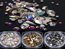 1 Box Shiny Diamond 3D Nail Art Rhinstones Mixed Round Rhombus Stones Flat Back Nail Gem Jewellery Set Glitter Decorations LY16076210165