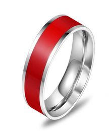 Stainless Steel Finger Ring For Men Fashion Jewellery Party Gift Anniversary Classic Simple Accessories Red White Black 5589404902