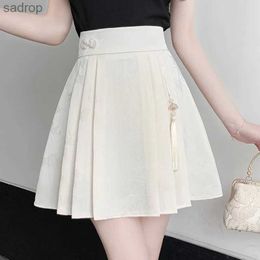 Skirts High Waist A-line Short Skirt Women New Arrival 2024 Summer Chinese Style Vintage Jacquard Ladies Elegant Pleated Skirts W1662 XW