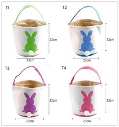 Easter Bunny Bags Easter Rabbit Basket Creative Rabbit Printed Canvas Tote Bag Egg Candies Baskets Easter Rabbits Baskets Creative8901914