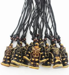 Fashion Jewelry Whole lot 12pcs COOL 3D Tiki Necklace Totem Simulation Bone Carved Hawaiian Brown Totem Tiki Men Pendant Neckl6496426