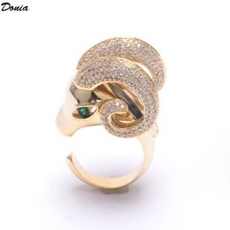 Donia Jewellery sheep head ring inlaid AAA zircon animal European and American exquisite luxury selling Zodiac 240420
