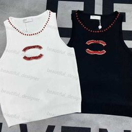 Designer women's Tshirt Original Little Fragrant Knitted Sweater Tank Top 2024 New Early Spring and Autumn Style Paired with Layered Academy Style Top