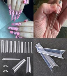 600Pcs XXL Extra Long French False Nails Half Cover C Curve Acrylic Extension Salon Supply CoffinCowboy Clear Fake Nail Tips 2255319