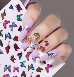 Newest nail simulation butterfly stickers 3D stickers waterproof cute butterfly nail stickers1651100