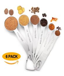 6 PcsSet Stainless Steel Measuring Spoons Tools Kitchen Cooking Measure Spoon Set Hangable 125ml 15ml Baking Tool Tablespoon BH14478253