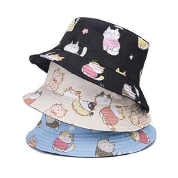 Hats Bocca Childrens Bucket Hat Boys and Girls Childrens Panama Fisherman Hat 54 cm Dziecięce dwustronne odwracalne kreskówki Drukowanie Summer Bob Sun Hatl240429