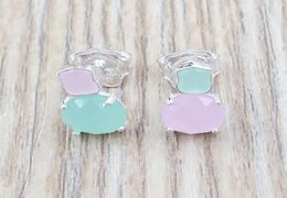 Mini Colour Earrings Stud In Silver With Amazonite And Pink Quartz Bear Jewellery 925 Sterling Andy Jewel 9154336709971132