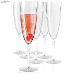 Disposable Plastic Tableware 8 pieces of champagne wine glass cocktail glass plastic transparent coaster table piece Siamese party supplies disposable cup WX