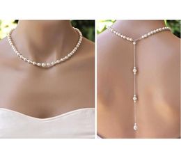 Pendant Necklaces Dainty Back Necklace Body Chain Jewellery Wedding Bridal Backdrop For Brides Pearl Simple NecklacePendant6919650