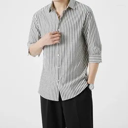 Men's Casual Shirts Men Summer Slim Fit Korean Streetwear Fashion Vintage Blouses Man Dress Shirt