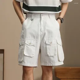 Men's Shorts 2024 Summer Cotton Cargo Pants Loose Casual Knee Length Fashion Stretch Multi-pocket Sweatpants Male Beach