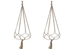 DHL 100pcs Pot Holder Knotted Macrame Plant Hanger Hook Vintage Cotton Linen Flowerpot Basket Lifting Rope Hanging Basket9335173