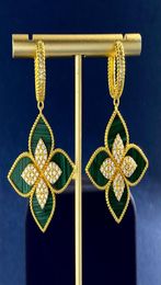 Four Leaf Clover stud earring Designer Jewellery Gold Silver Mother of Pearl Green Flower earring Link Chain Womens gift8767568