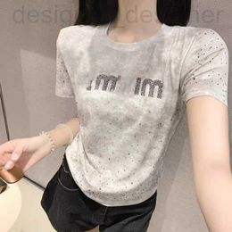 Women's T-Shirt designer brand 2024 Summer New Fashionable and Western Style, Age Reducing Sweet Spicy Versatile Slim Fit Letter T-shirt, Round Neck Short Sleeve Top 5F1M