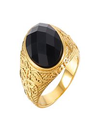 Lujoyce Stainless Steel Obsidian Natural Stone Wedding Rings Rock Ring For Men Women Jewellery Gift Drop8763253