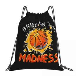 Backpack Let The Madness Begin Basketball Backpacks Portable Drawstring Bags Bundle Pocket Sports Bag Book For Students
