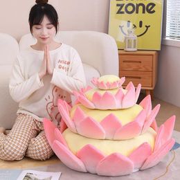 Pillow Kawaii Pink Lotus Flower Plush Soft Plant Mat Stuffed Sofa Bed Sleeping Back Decor Gifts