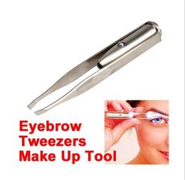 Stainless Steel LED Light Beauty LED Handy Make Up Led Light Eyelash Eyebrow Removal Tweezers Holder Clip Tool 413 V28847693