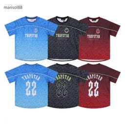 Men's T-Shirts Trapstar Mesh Football Jersey Blue Black Red Men Sportswear T-shirt Designer Fashion Clothing 4655465