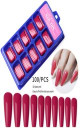 Full Finger Nail Tips Ballet False Nails 100pcsBox Solid Colorful French Style 2021 New Design1417465