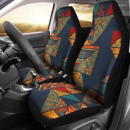 Car Seat Covers Navy Orange Abstract Ethnic Aztec Boho Chic Bohemian Pattern Pair 2 Front Protector