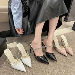 Dress Shoes Designer Women Summer Luxury Rhinestone Womens Pumps Fashion Pointed Toe Mules Plus Size Ladies High Heel Slippers H240430