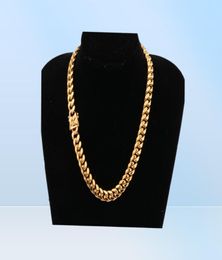 High Quality Stainless Steel Necklace 18K Gold Plated Miami Cuba Link Chain Men Gold Punk Hip Hop Jewellery Chains necklaces 16mm 187225219