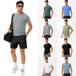 Yoga Outfit Lu Running Shirts Compression Sports Tights Fitness Gym Soccer Man Jersey Sportswear Quick Dry Sport T- Top LL Mans Designer Fashion Clothing 444