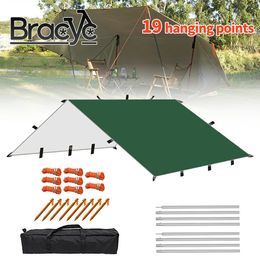 5x Waterproof Tarp Tent Shade Ultralight Garden Canopy Sunshade Outdoor Camping Awning Beach Sun Shelter with Nail Wind Rope 240417