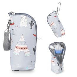 Diaper Bags Baby Bottle Bag Portable Mother Feeding Bottle Warmer Baby Feeding Aluminum Mold Insulation Outing Stroller Hanging Bag d240429