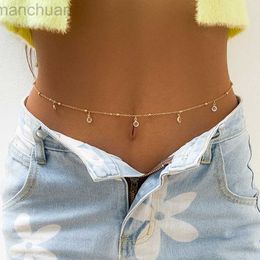 Waist Chain Belts PuRui Sexy Crystal Glass Belly Belt Waist Chain Women Summer Beach Bikinis Festival Accessories Body Chain Jewelry Accessories d240430