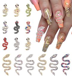 510pcs Large Small Big Flatback Luxury 3d Metal Snake Nail Shape Charms Nail Art Rhinestones Jewelry Decor For Women TJ1823864209