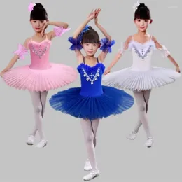 Stage Wear Kids White Ballet Tutu Dance Dress Costumes For Girls Lake Children Ballroom Dancing Outfits