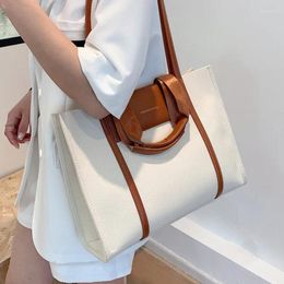 Evening Bags PU Leather Patchwork Women Shoulder Bag Simple Thick Cloth Handbag Tote For Girls Female Large Messenger Lady Shopping
