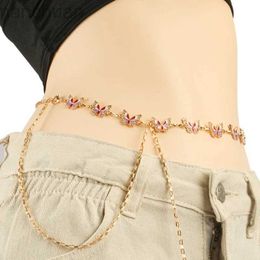 Waist Chain Belts Butterfly Body Chain Jewelry Waist Women Sexy Vintage Aesthetic Belly Chain Summer Beach Bikinis Simple Chain Festival Jewelry d240430