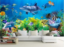 3d wallpaper custom po nonwoven mural wall sticker Coral sea world fish painting picture 3d wall room murals wallpaper6497269