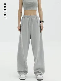 Women's Pants KUCLUT Sweatpants Women High Waisted Wide Leg Simple Casual Comfortable Loose Trousers Elastic Waist Full Length