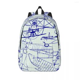 Backpack Laptop Old Airplane Classic Flight Vintage Style Nostalgic Jets School Bag Durable Student Boy Girl Travel