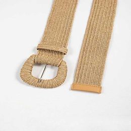 Belts Korean Retro Spring/summer Belt New Handmade Woven Needle Buckle Belt Elastic PP Belt Matching Dress Small Fresh Sweet Style