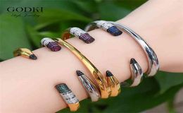 GODKI Trendy Pencil Designs Bangle Cuff For Women Wedding Full Cubic Zircon Crystal CZ Dubai Silver Color Party Bracelet 2109181197302