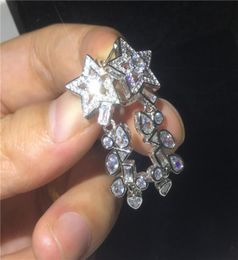 Vecalon Charm Star Flower Shape Dangle earring Diamond 925 Sterling silver Party wedding Drop Earrings for women Jewelry48660009711029