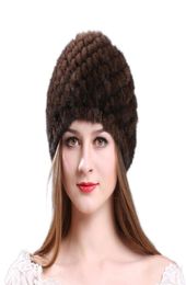 Quality imported mink casual beanie hat sleeve head cap mink pineapple pattern knit hat Y2010243275931