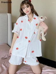 Women's Sleepwear Pajama Sets Women Summer Simple Harajuku Casual Comfortable Korean Style Homewear College 2pcs Fashion Half Sleeve Daily