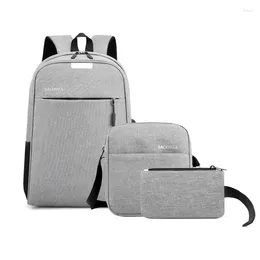Backpack 3pcs Set Laptop Waterproof Multifunctional Computer Bag Usb Charging Large Capacity Men Students Teen Schoolbag