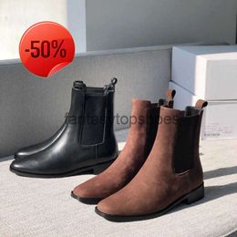 The Row crowd TR designer pure shoes New original small Chelsea Boots Cowhide British Short Boots Women Comfortable Versatile Sleeve Martin Boots 8SPW