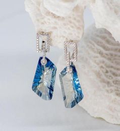 Dangle Earrings Gem039s Ballet 925 Sterling Silver Earring 4239Ct Natural Iolite Blue Mystic Quartz Gemstone Drop For Women Fi4567624