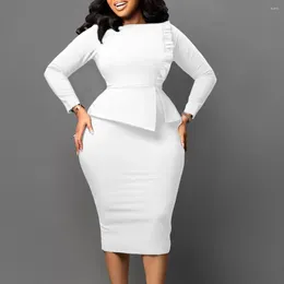 Casual Dresses Women's Hip White Dress Spring Autumn Elegant Slim Pencil Skirt Fashion Frocks For Women Vestidos S-3XL 2024 Trendy